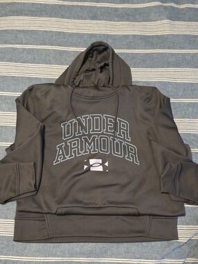 Under Armour Black Hoodie with Light Gray Logo and Text